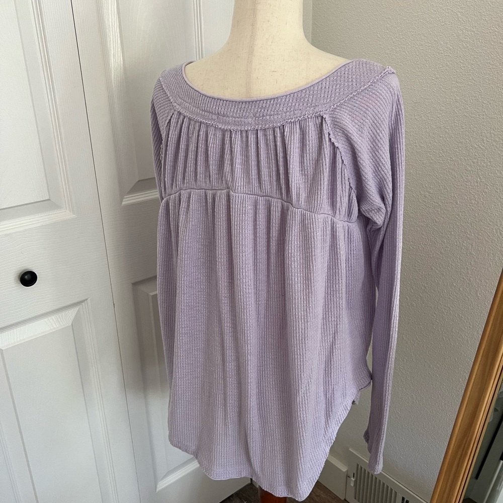 Free People We The Free Must Have Henley Thermal Top | Lilac | Small - Picture 4 of 4